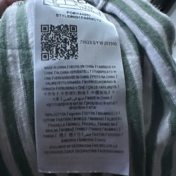 Vintage Guess Originals White & Green Striped Tee with Embroidered Logo – Size M - Picture 5 of 6